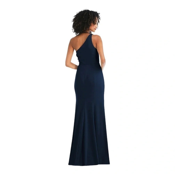 After Six One-Shoulder Draped Cowl-Neck Maxi Dress in Midnight Navy Size 20 - Picture 2 of 8